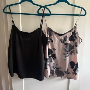 2 Le Chateau Black and Pink Floral Sleeveless Camisoles size XL